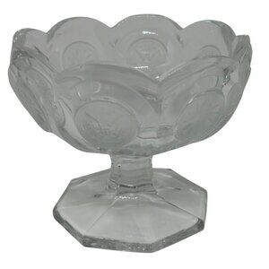 VTG Fostoria American Liberty Eagle Coin Glass Pedestal Compote 4"x3.75" Decor